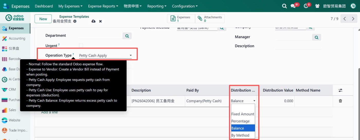 Expense Template Management