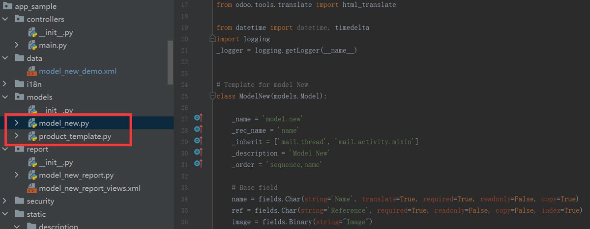 Odoo Module Template. App sample with widget.