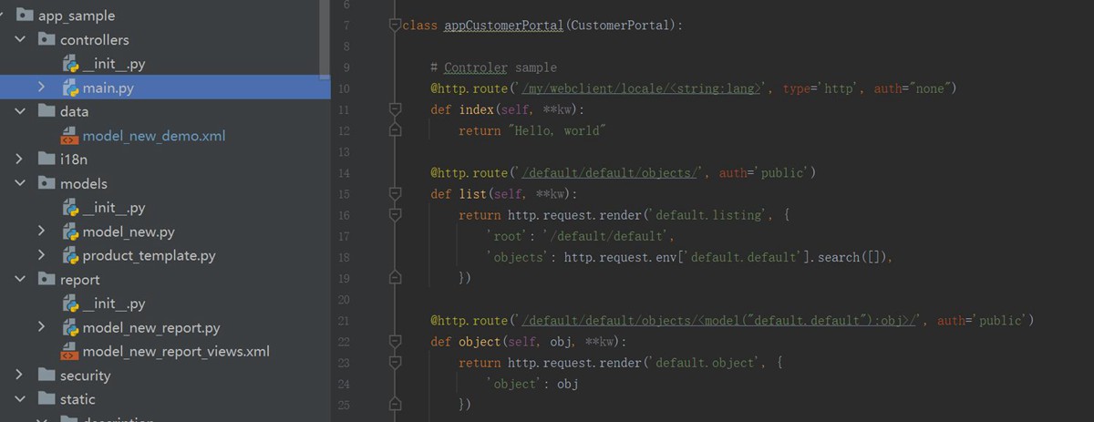 Odoo Module Template. App sample with widget.