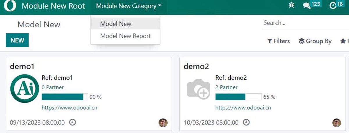 Odoo Module Template. App sample with widget.