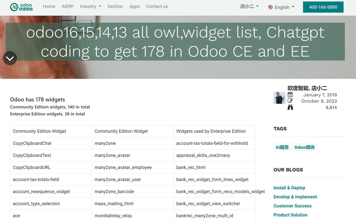 Odoo Module Template. App sample with widget.