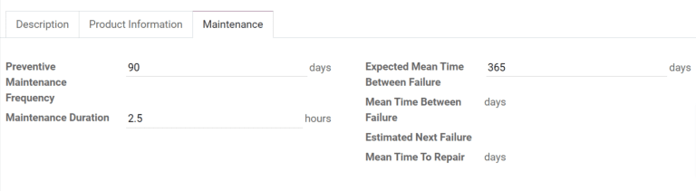 The maintenance tab for the new piece of equipment.