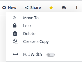 Menu with tools for the management of articles