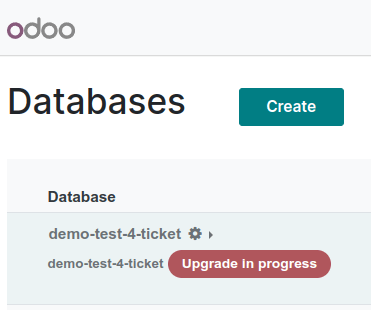 The "Upgrade in progress" tag next to the database name.
