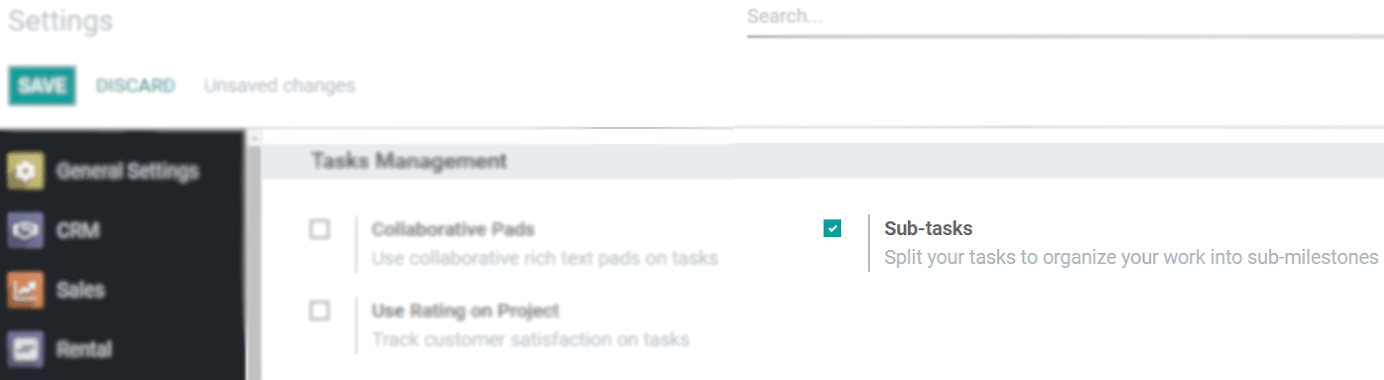 Enable the feature under settings in Odoo Project