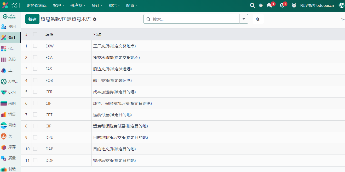 2.2 配置 Incoterms 术语库