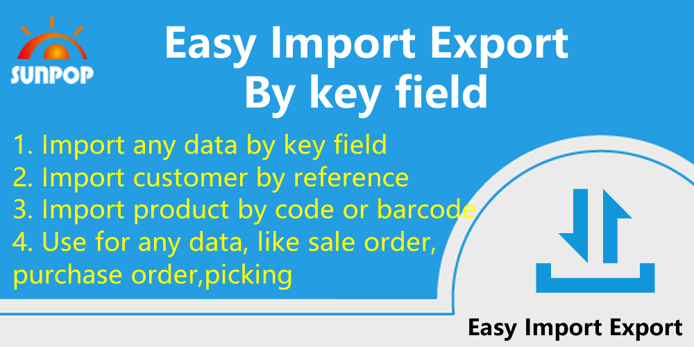 Easy Import Export. Import by key field, like code, ref