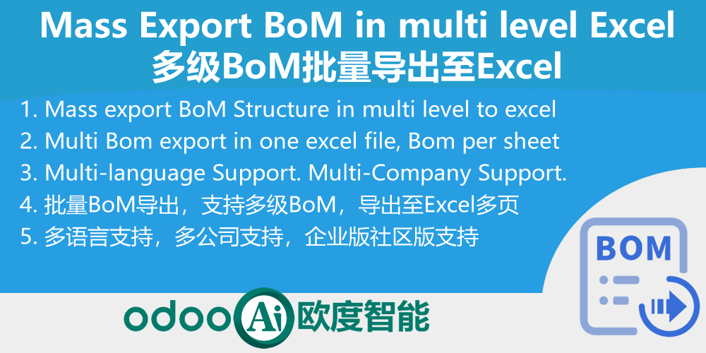 Export Bom multiple level to Excel,Mass export BoM Structure-批量多级BoM导出至Excel